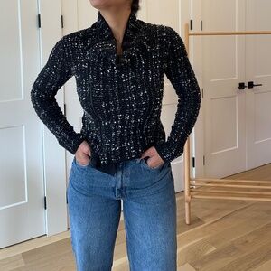 BCBG Maxazria Black & white tweed jacket size XS